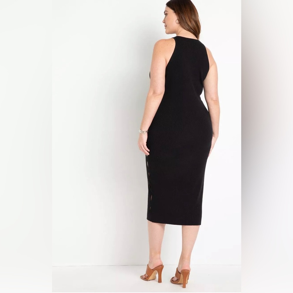 ELOQUII Cutout Side Racer Neckline Dress, sweater, yarn - Picture 3 of 7